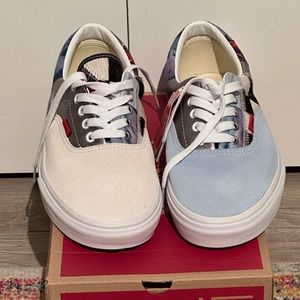 Vans Era Patchwork - Size 10.5 - cow pattern/silver/suede/leather/plaid - NEW